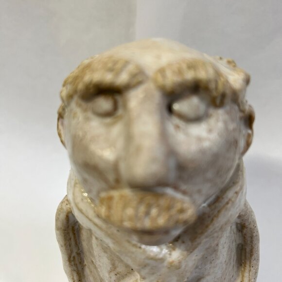 Handmade Glazed Clay Terracotta Man Figurine Sculpture Signed Folk Art Pottery - Picture 5 of 16